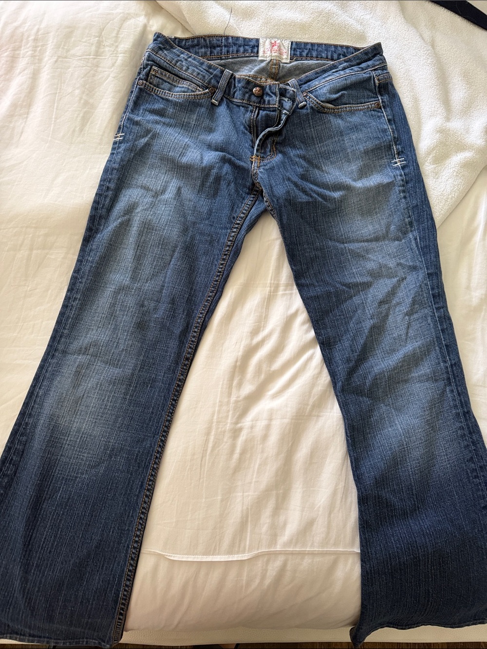 Wide Leg Blue Denim Jeans - Women's Flare